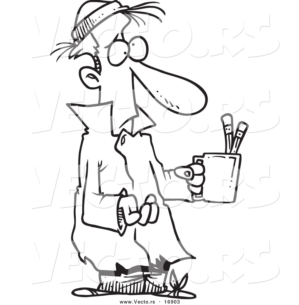 Vector Of A Cartoon Poor Man Begging With A Pencil Cup 1024x1044 Vector Of A Cartoon Poor Man Begging With A Pencil Cup