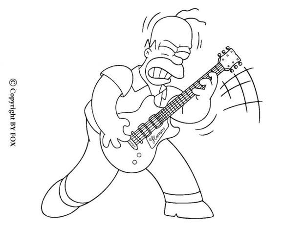 620x465 Homer Playing The Guitar Coloring Page. More The Simpsons Coloring