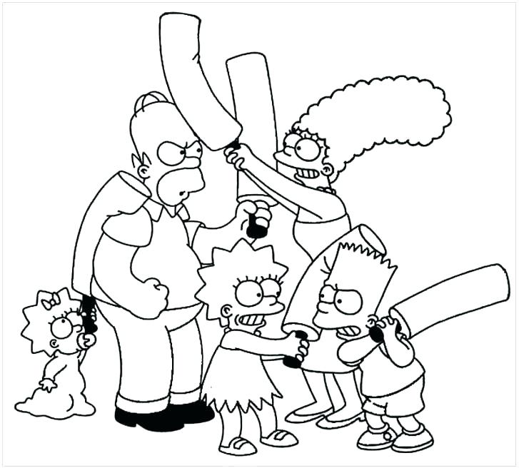 727x656 Simpson Coloring Pages Coloring Page The Family Fight Coloring