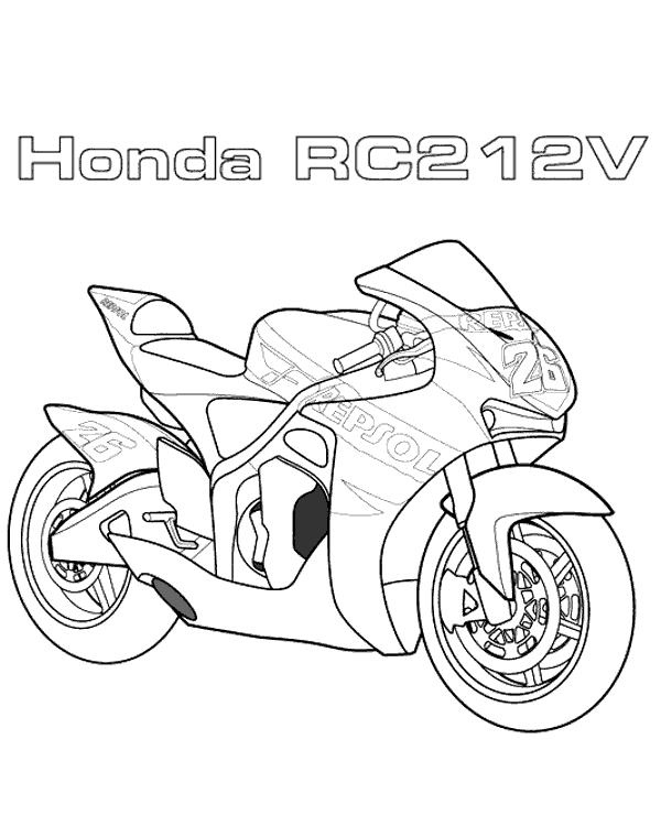 Racing Motorbike Honda To Print Or Download For Free 600x740 Racing Motorbike Honda To Print Or Download For Free