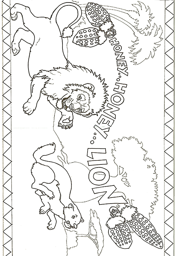 Honey Honey Lion Lion Chasing Badger Coloring Page 616x900 Honey Honey Lion Lion Chasing Badger Coloring Page