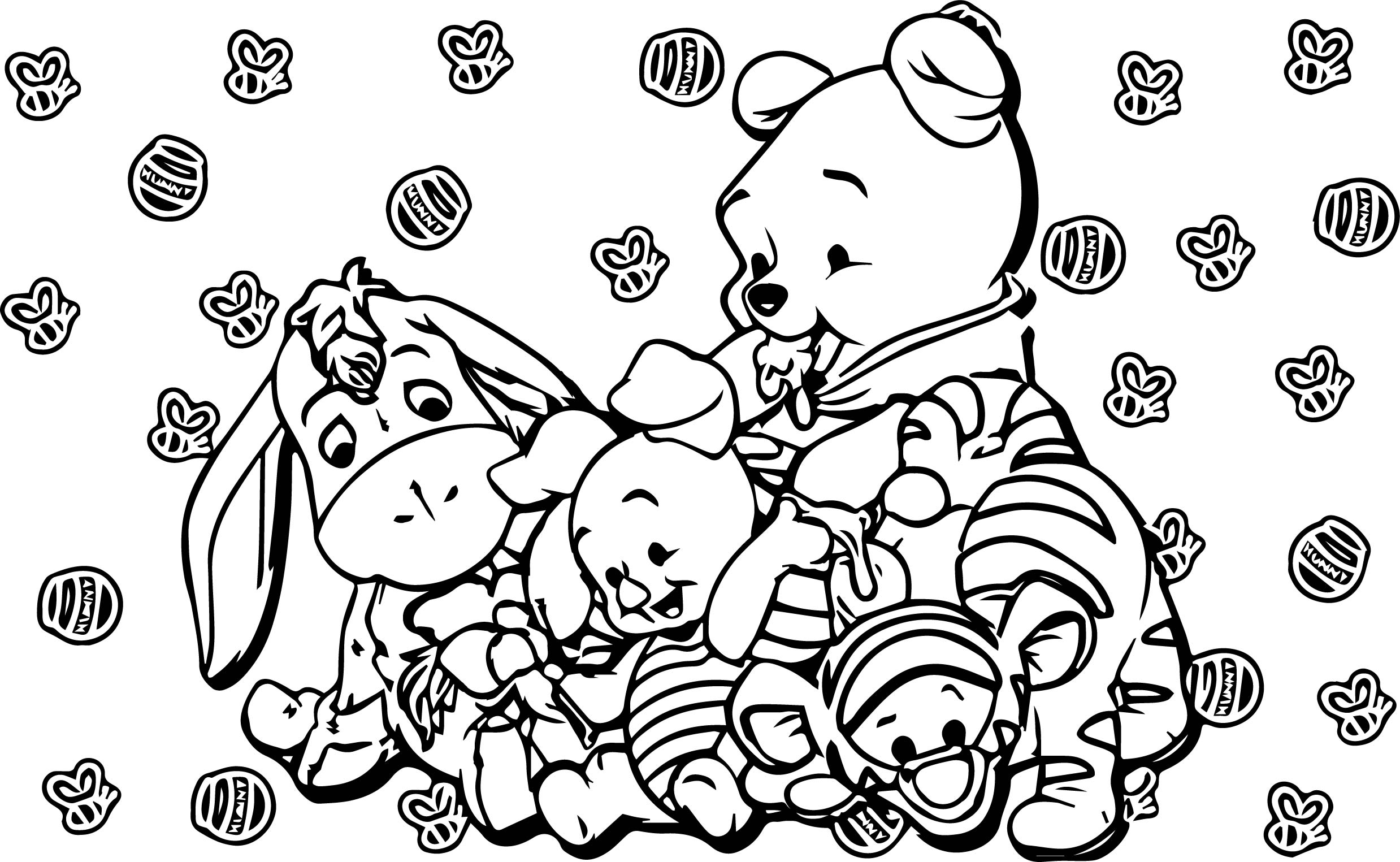 2477x1525 Baby Piglet Winnie The Pooh Honey Bee Coloring Page Wecoloringpage