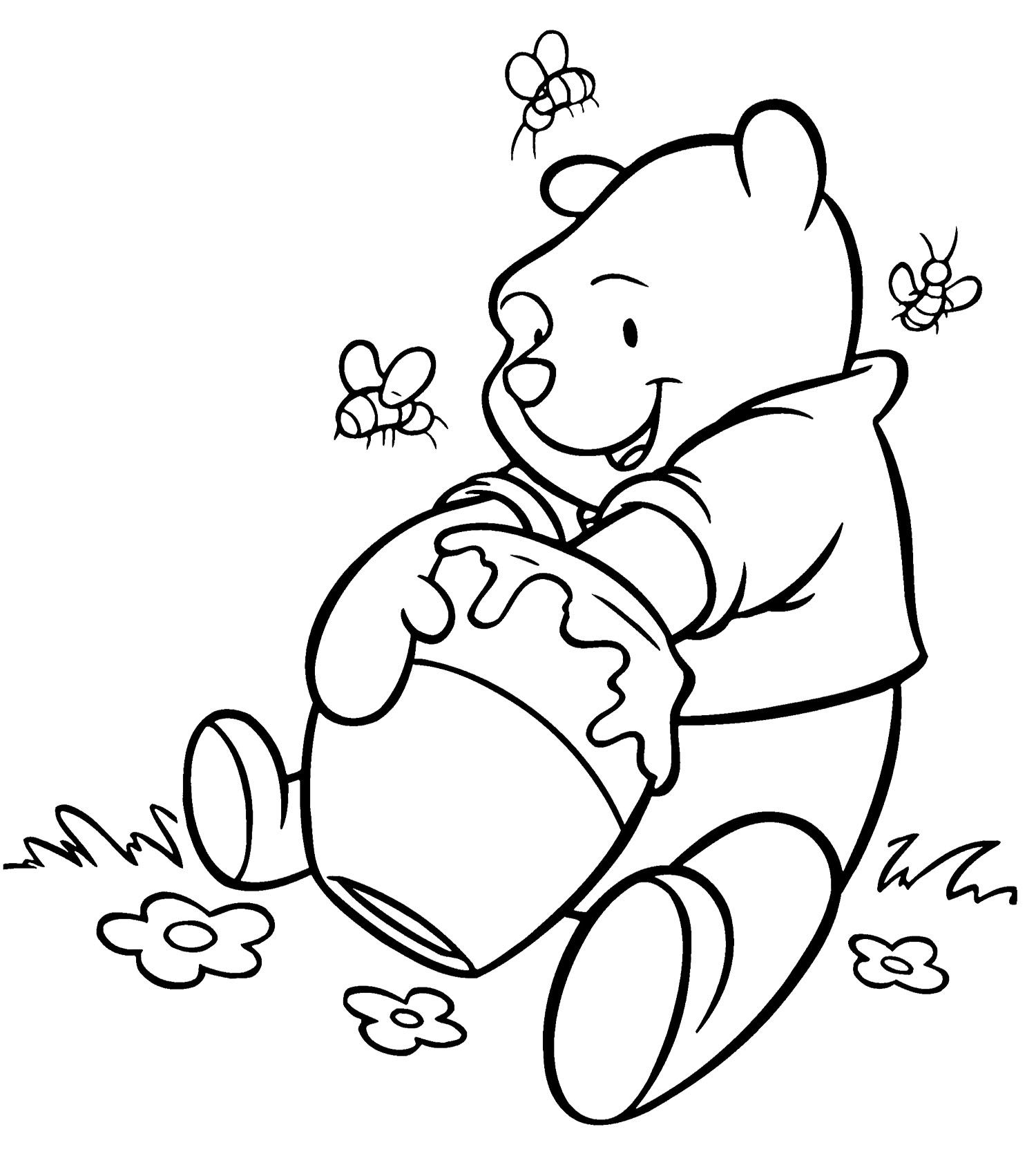 1500x1686 Winnie Pooh Getting Delicious Honey Coloring Page Winnie