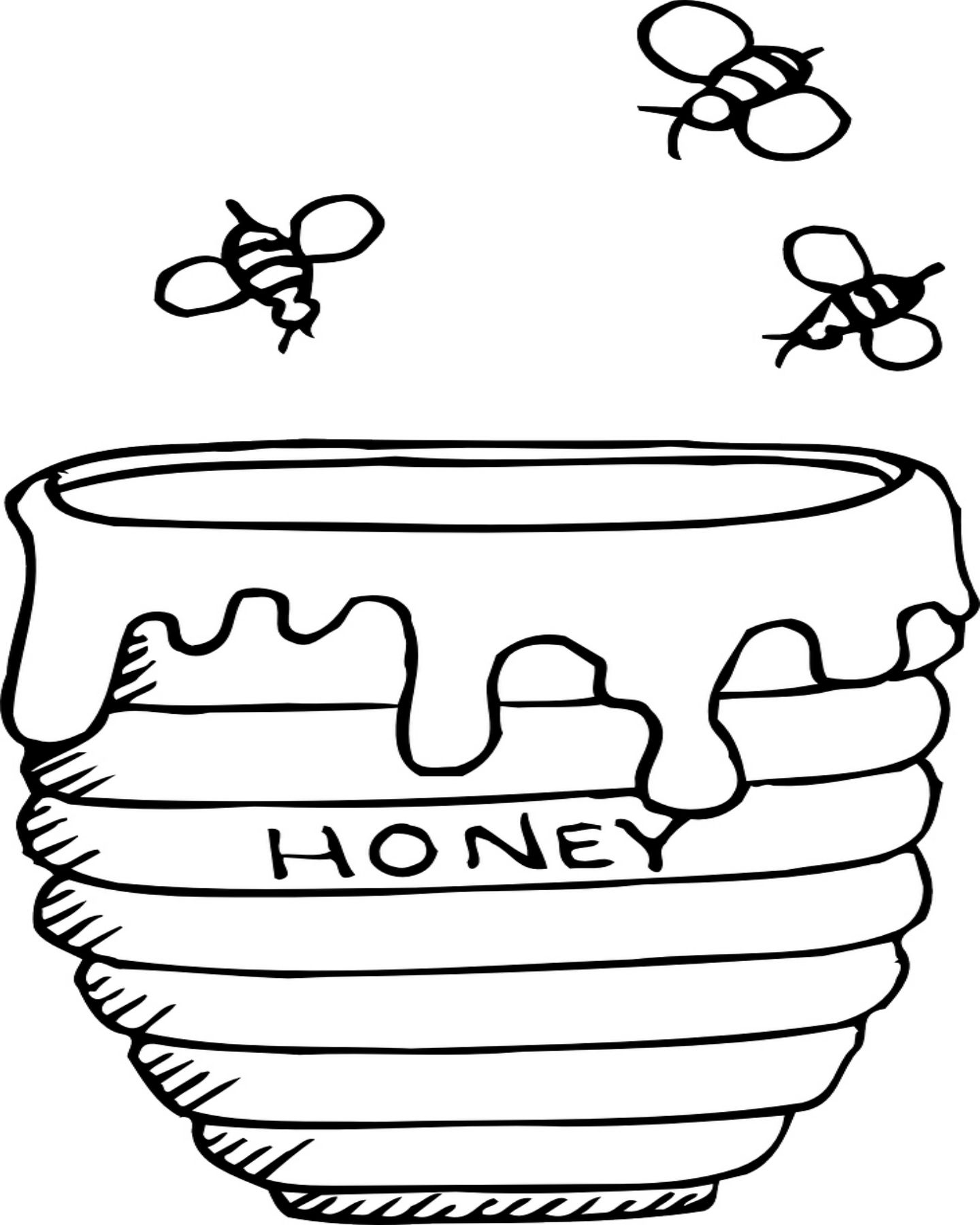 Bees Buzzing Around A Honey Pot Coloring Page Kids 1440x1800 Bees Buzzing Around A Honey Pot Coloring Page Kids