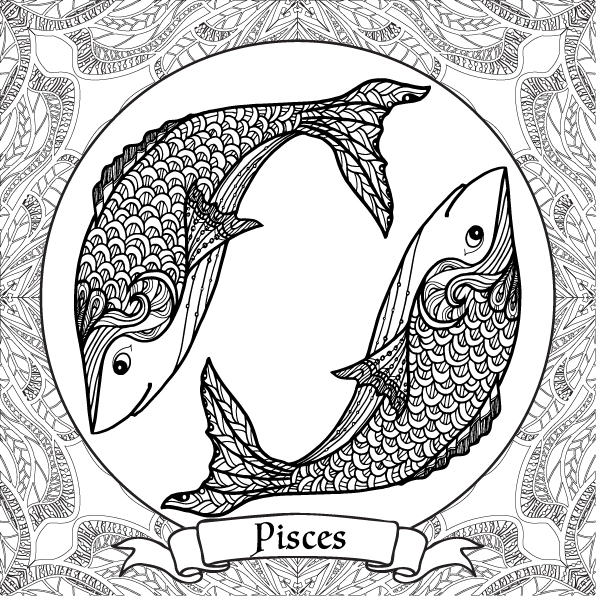 Zodiac Signs Coloring Pages On Behance 596x596 Zodiac Signs Coloring Pages On Behance