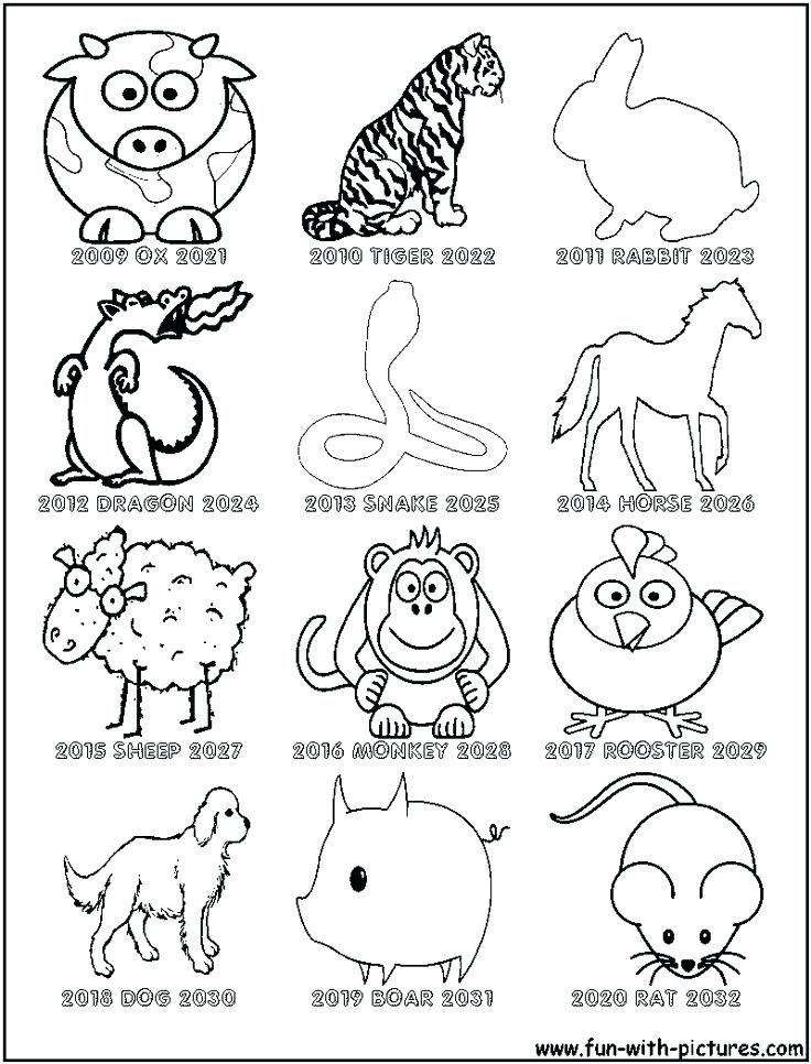 Chinese Zodiac Coloring Pages Chinese New Year Coloring Page 736x966 Chinese Zodiac Coloring Pages Chinese New Year Coloring Page