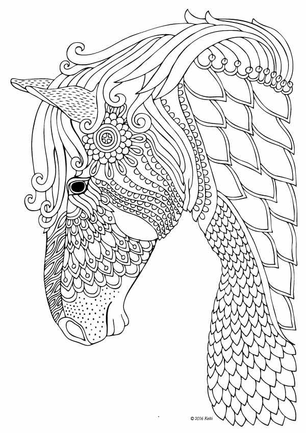 600x849 Horse Coloring Page For Adults