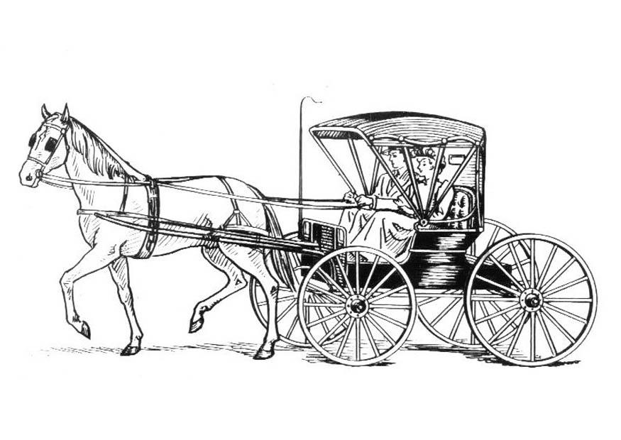 875x620 Coloring Page Horse With Carriage