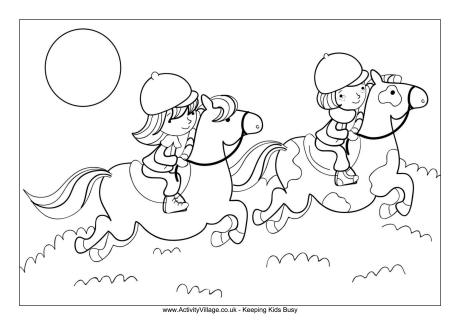 Horse Riding Colouring Page 460x325 Horse Riding Colouring Page