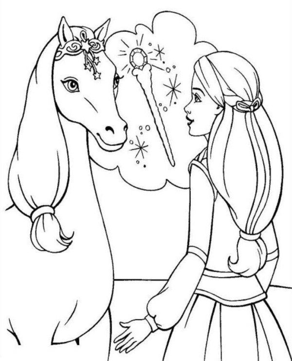 600x742 Barbie Horse Coloring Page