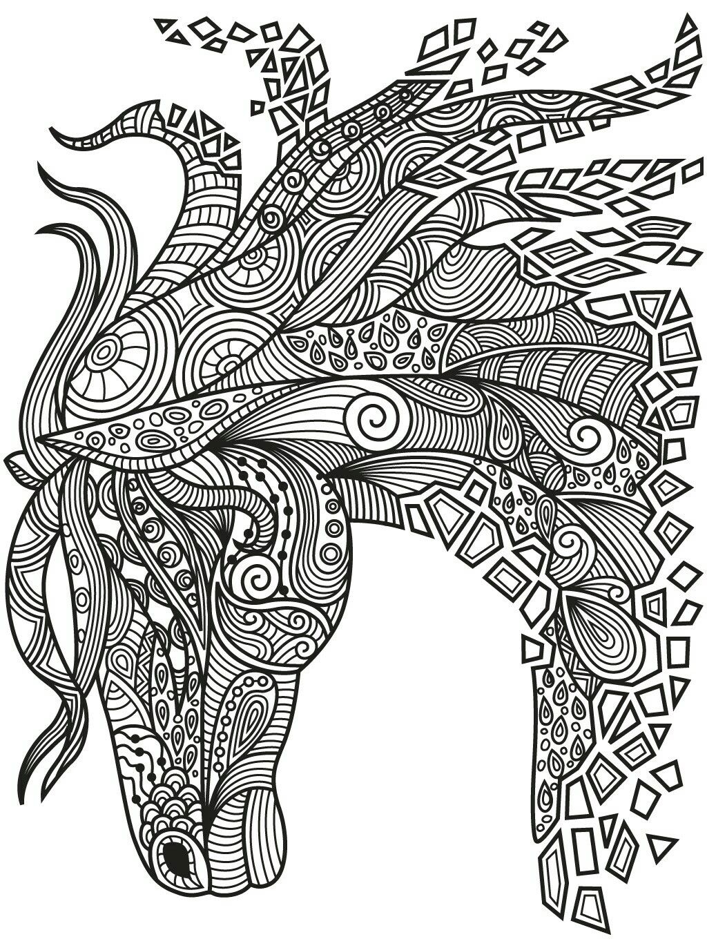 1024x1373 Beautiful Zentangle Horse Colorish Coloring Book App For Adults