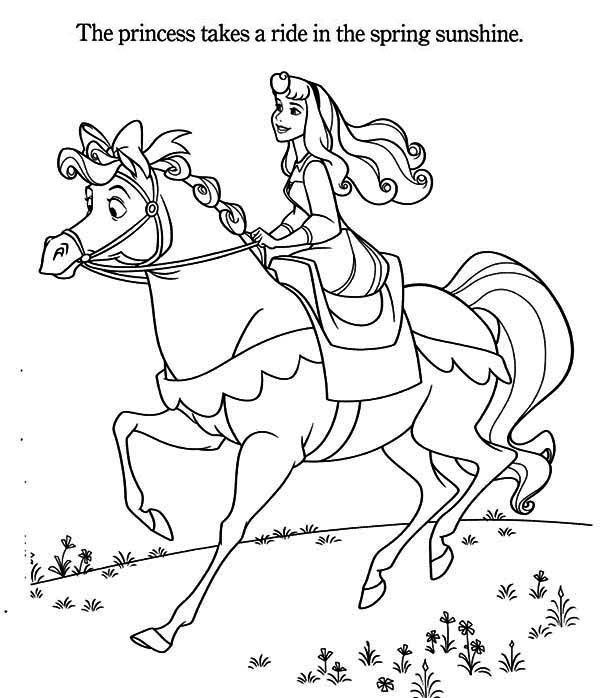 Princess Aurora, Princess Aurora Riding A Horse Coloring Page 600x698 Princess Aurora, Princess Aurora Riding A Horse Coloring Page