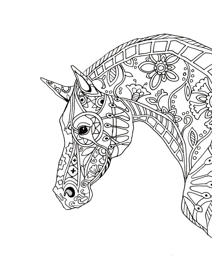 Horse Zentangle Coloring Pages at GetColorings.com | Free printable ...