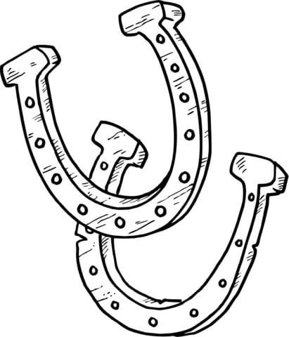 411x480 Horseshoes That Bring Good Luck Coloring Page Crafts For Kids