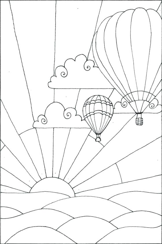 560x845 Sunset Coloring Pages Hot Air Balloon Coloring Sheet Hot Air