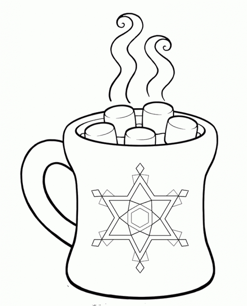 827x1024 Hot Chocolate Mug Coloring Page
