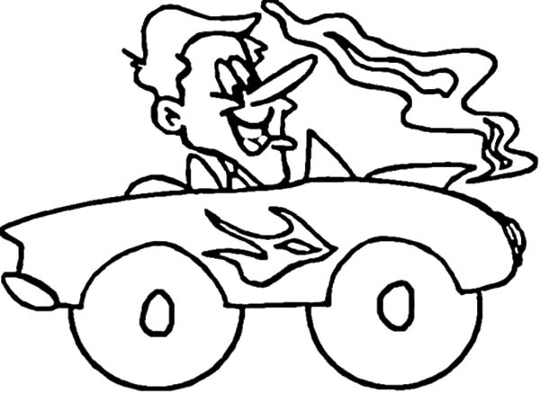 600x437 Driving Hot Rod Car Coloring Pages Driving Hot Rod Car Coloring