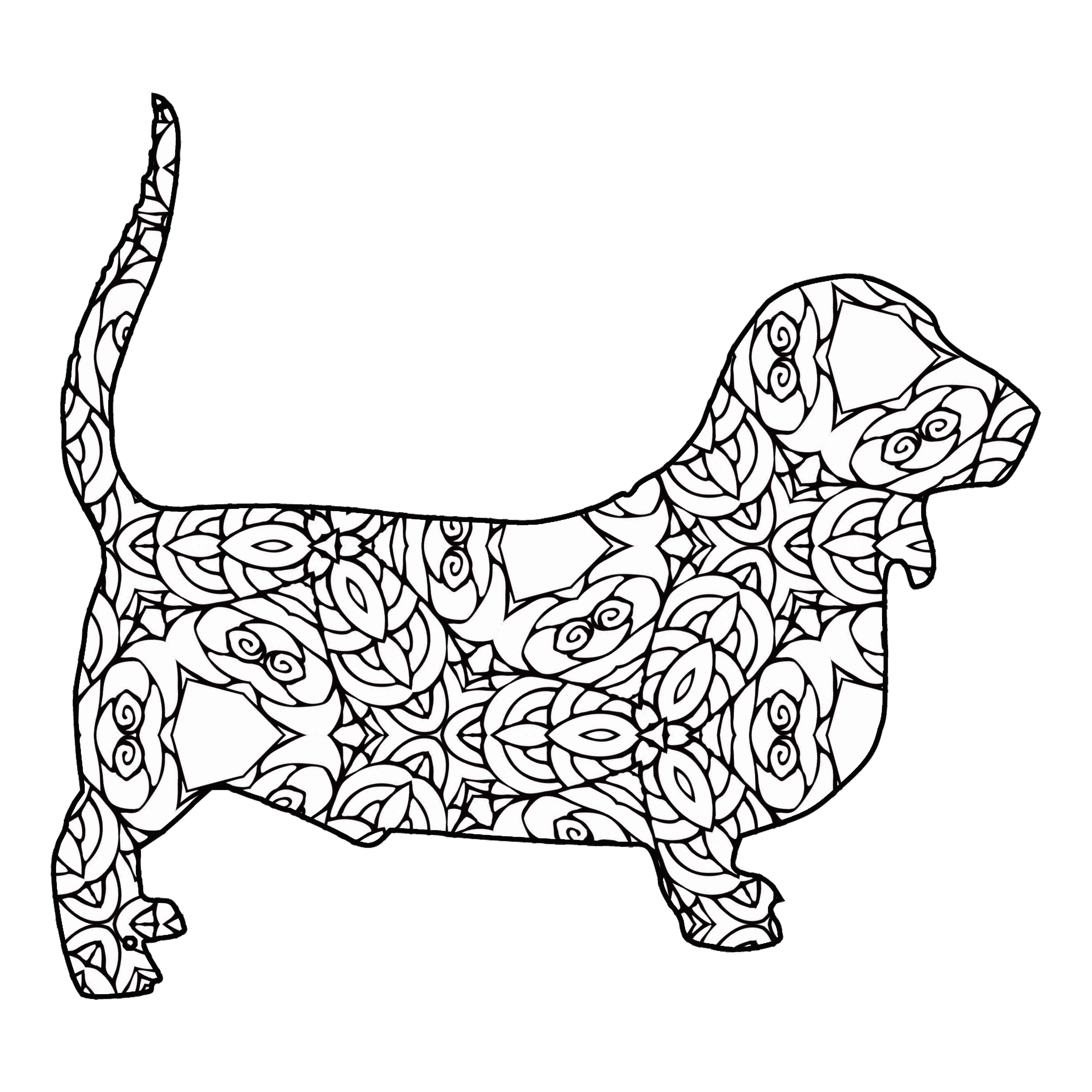 4500x4500 Hound Dog Coloring Page