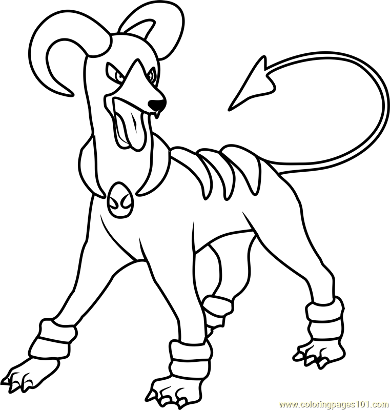 761x800 Houndoom Pokemon Coloring Page