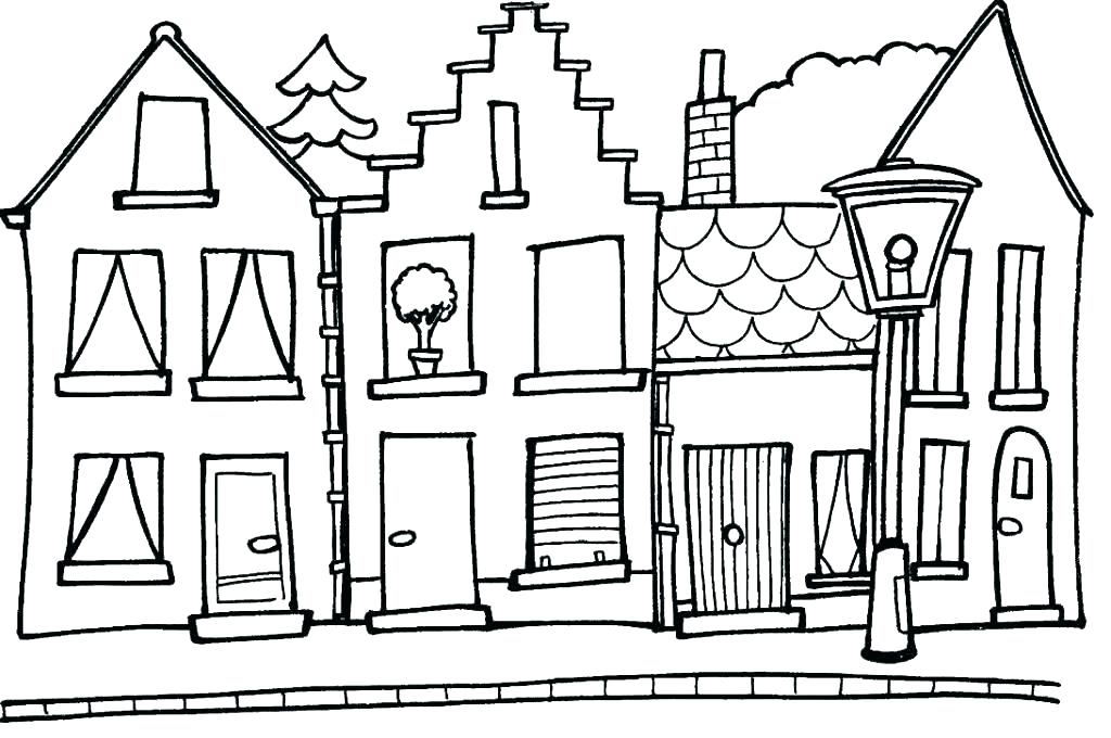 1024x680 House Coloring Page Free Printable Haunted House Coloring Pages