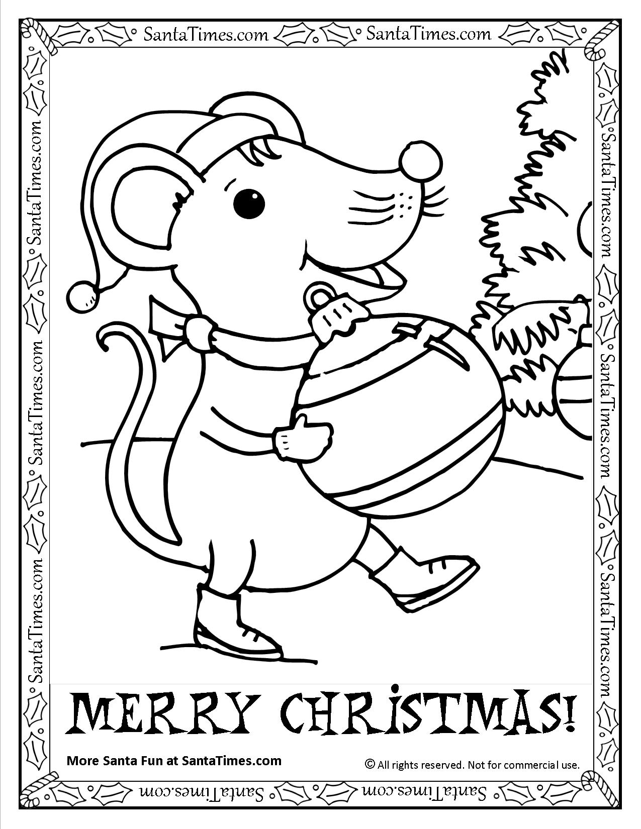 Merry Christmas Mouse Printable Coloring Page 1275x1650 Merry Christmas Mouse Printable Coloring Page