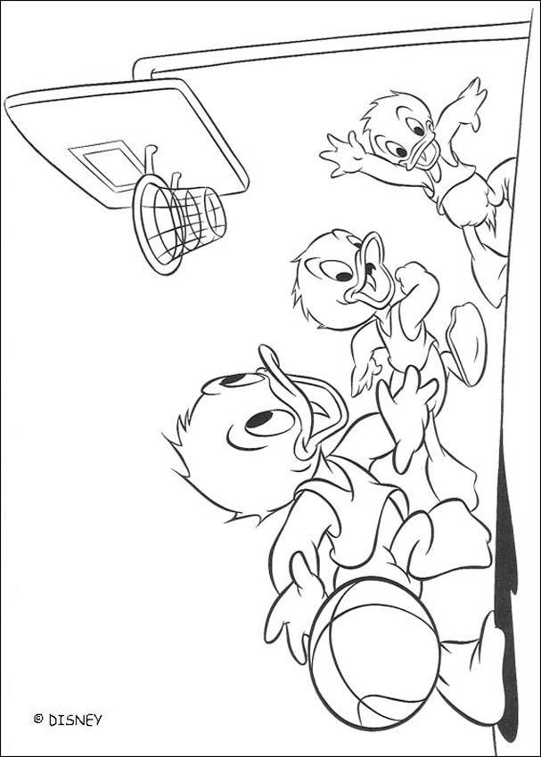 Dewey, Huey And Louie Are Playing Basketball Coloring Pages 607x850 Dewey, Huey And Louie Are Playing Basketball Coloring Pages