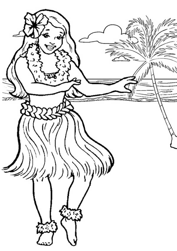 Hawaiian Hula Dancer Coloring Page 600x850 Hawaiian Hula Dancer Coloring Page