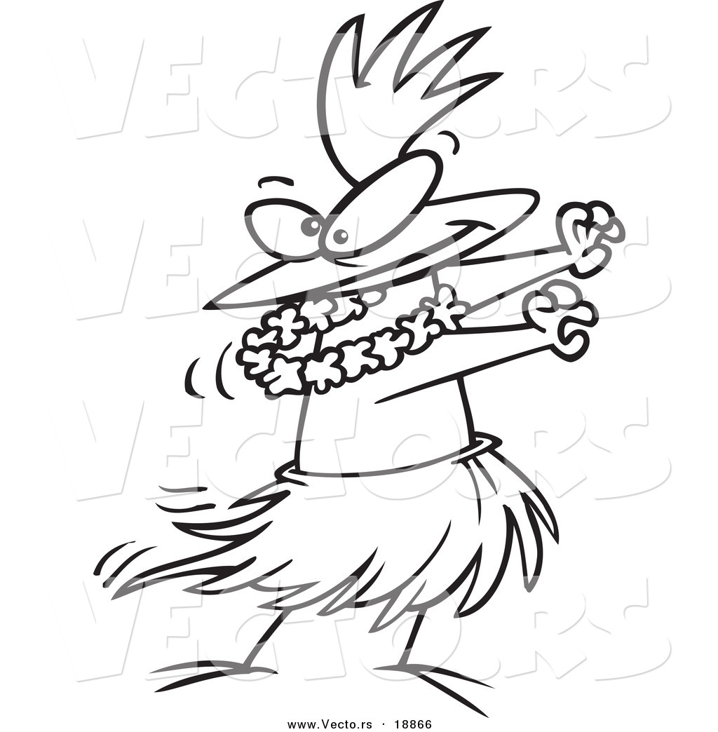 Vector Of A Cartoon Chicken Hula Dancing 1024x1044 Vector Of A Cartoon Chicken Hula Dancing