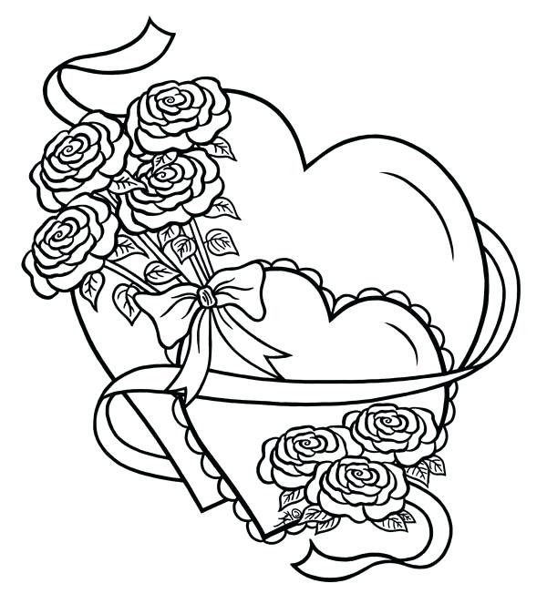 Hearts Roses Hearts And Roses Tied With Ribbon Coloring Page Human 600x663 Hearts Roses Hearts And Roses Tied With Ribbon Coloring Page Human