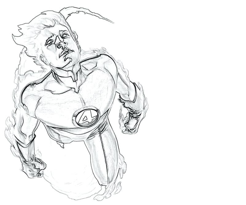 800x667 Or Coloring Page The Human Torch Superheroes Printable Coloring