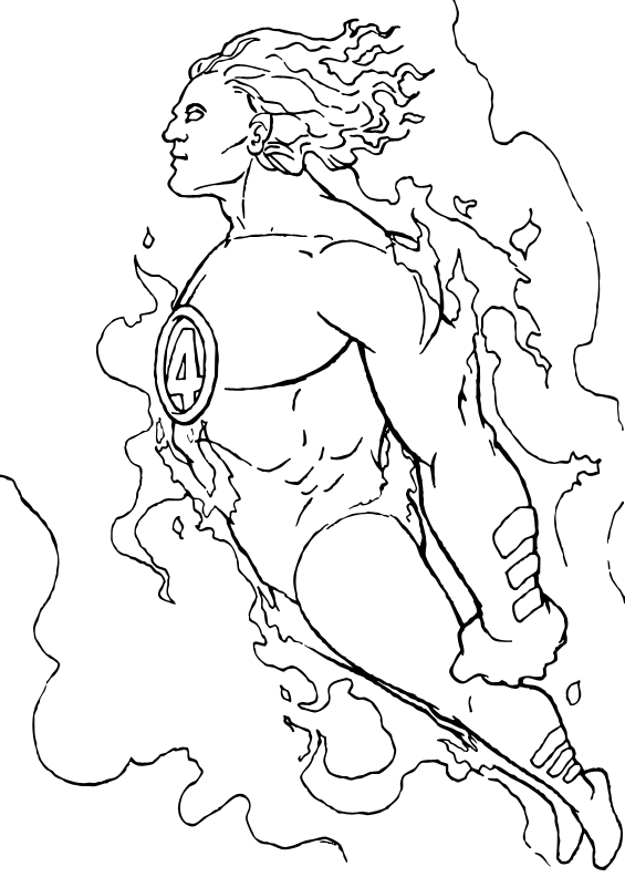 565x792 Flying Human Torch Coloring Pages