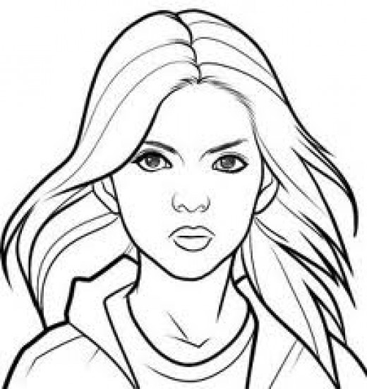 520x551 Coloring Pages Woman Face Copy Girl Page For Kids Hs Hunger Games
