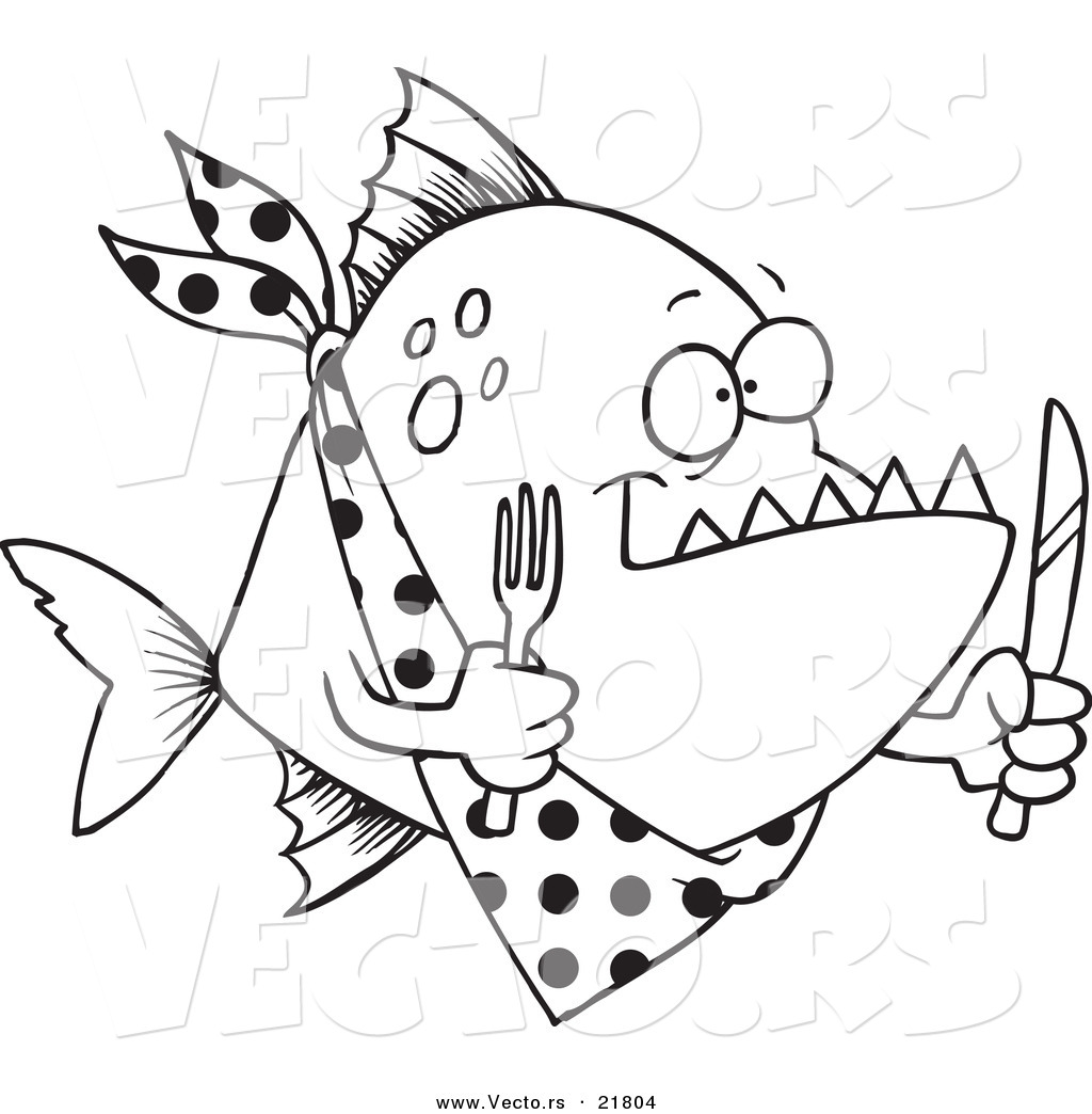 Vector Of A Cartoon Hungry Piranha Fish 1024x1044 Vector Of A Cartoon Hungry Piranha Fish