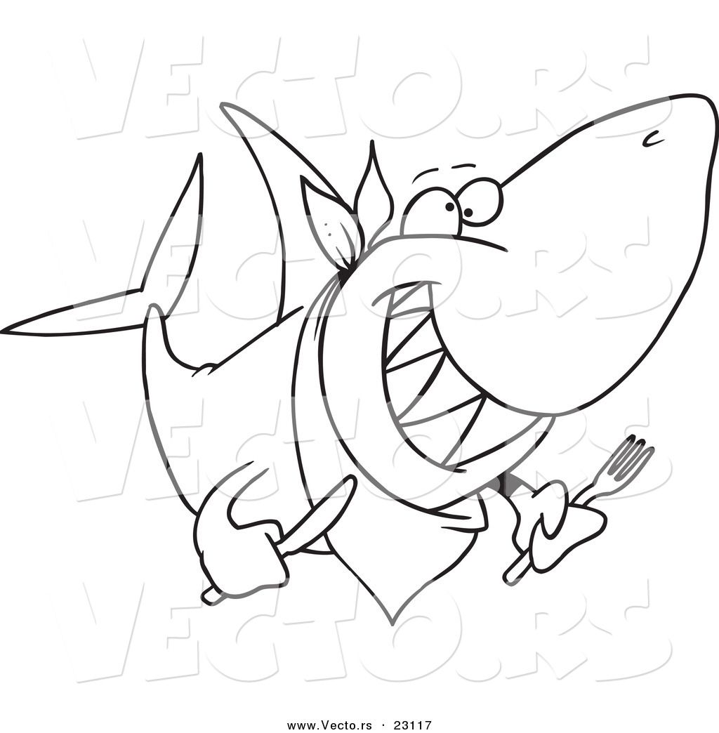 Vector Of A Cartoon Hungry Shark 1024x1044 Vector Of A Cartoon Hungry Shark