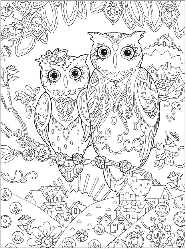 Detailed Coloring Page Owl Love Married Husband Wife Abstract 650x872 Detailed Coloring Page Owl Love Married Husband Wife Abstract