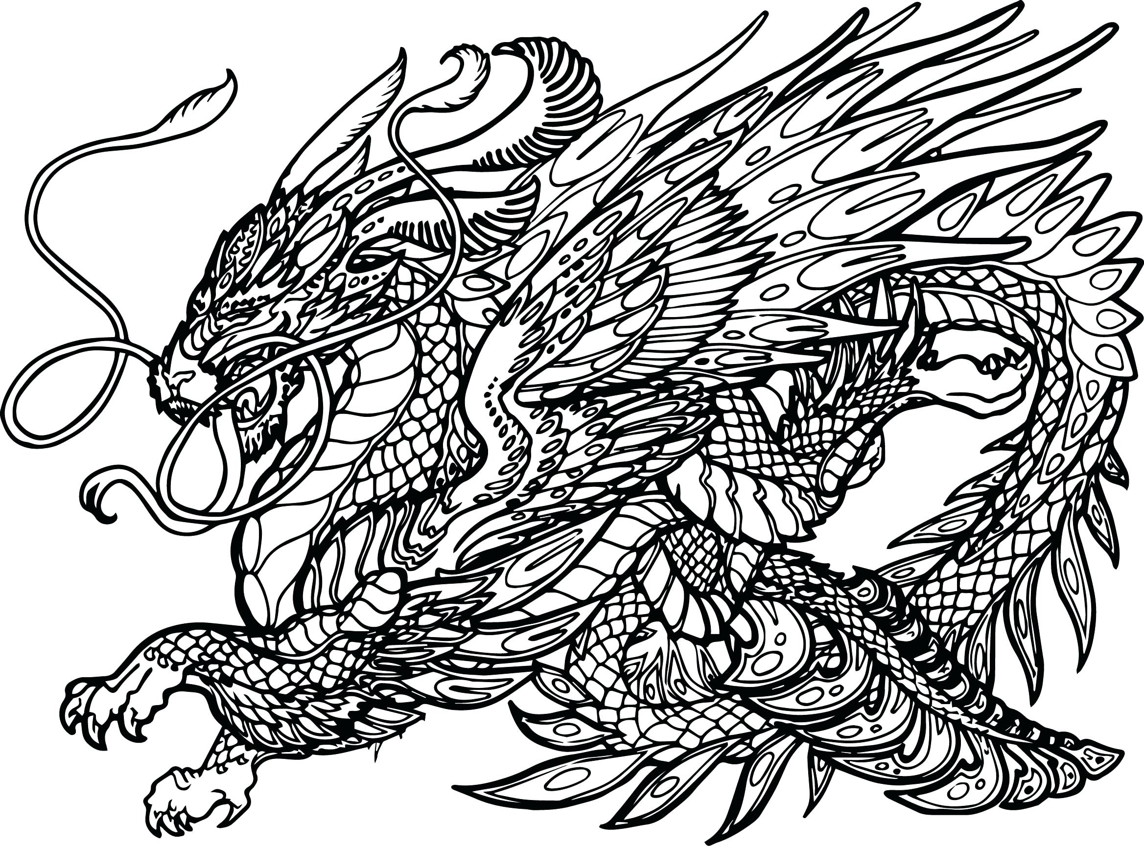 2337x1729 Coloring Page ~ Coloring Pages Dragon Hydra Creature Page Online