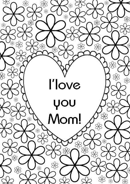 Geometric Hearts I Love You Mom Adult Coloring Pages Printable 452x640 Geometric Hearts I Love You Mom Adult Coloring Pages Printable