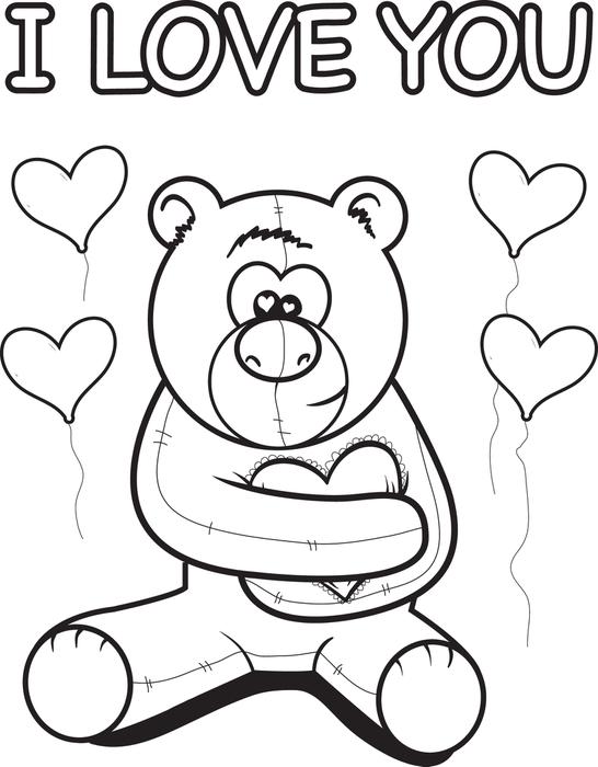 I Love You Teddy Bear Coloring 546x700 I Love You Teddy Bear Coloring