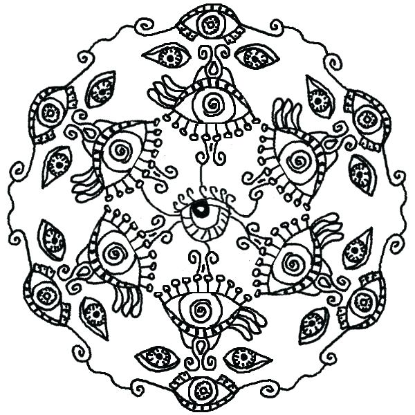 600x600 Eyeball Coloring Page Eye Coloring Page March Mandala All Seeing