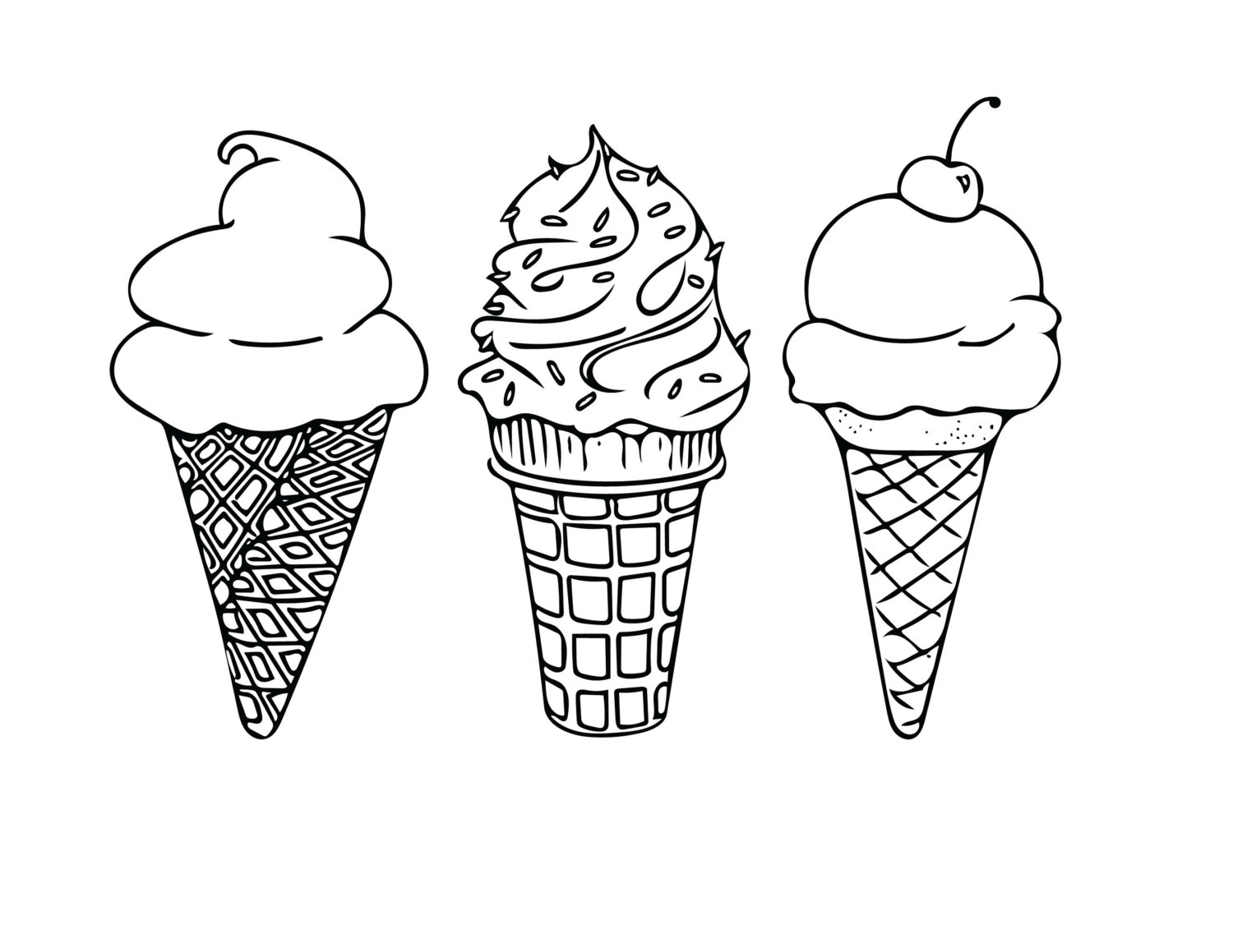 Printable Coloring Sheet Instant Download Ice Cream Cones 1500x1159 Printable Coloring Sheet Instant Download Ice Cream Cones