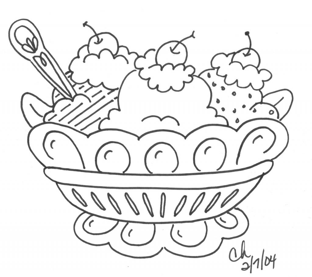 Ice Cream Sundae Coloring Page 1024x910 Ice Cream Sundae Coloring Page