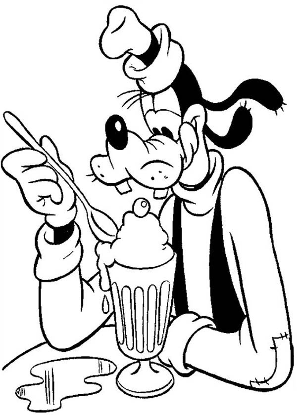 Goofy Eating Ice Cream Coloring Page 600x840 Goofy Eating Ice Cream Coloring Page