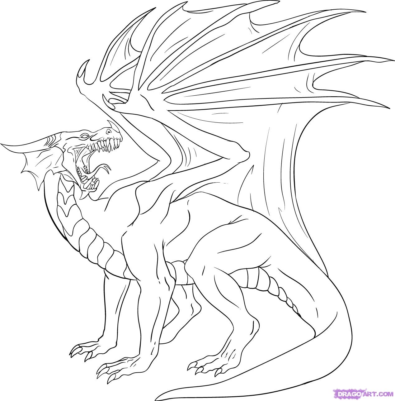 1269x1287 Coloring Pages Draw A Simple Dragon How To Red Step By