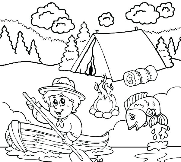 600x537 Boy Fishing Coloring Pages