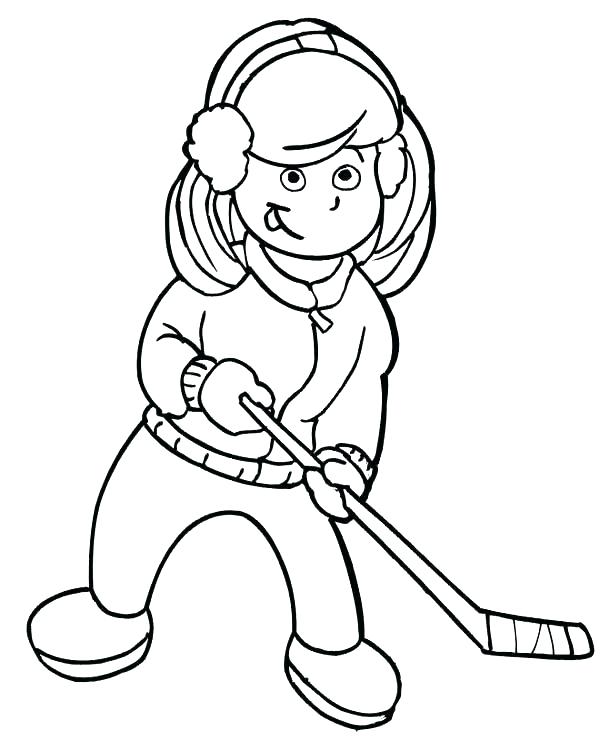 600x741 Hockey Coloring Pages Cute Girl Hockey Player Coloring Page Hockey