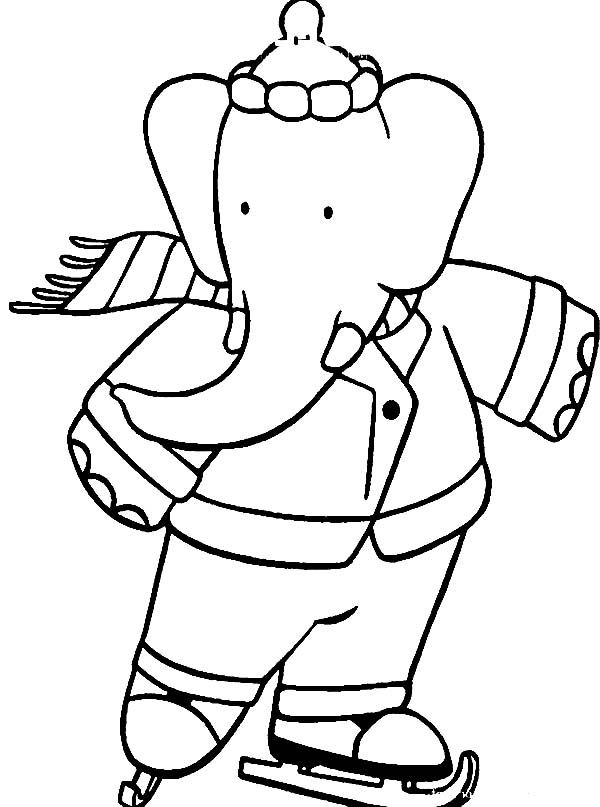 King Babar The Elephant Ice Skating Coloring Pages Batch Coloring 600x807 King Babar The Elephant Ice Skating Coloring Pages Batch Coloring
