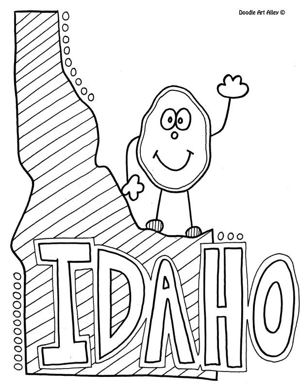 Idaho Coloring Page By Doodle Art Alley Usa Coloring Pages 618x799 Idaho Coloring Page By Doodle Art Alley Usa Coloring Pages