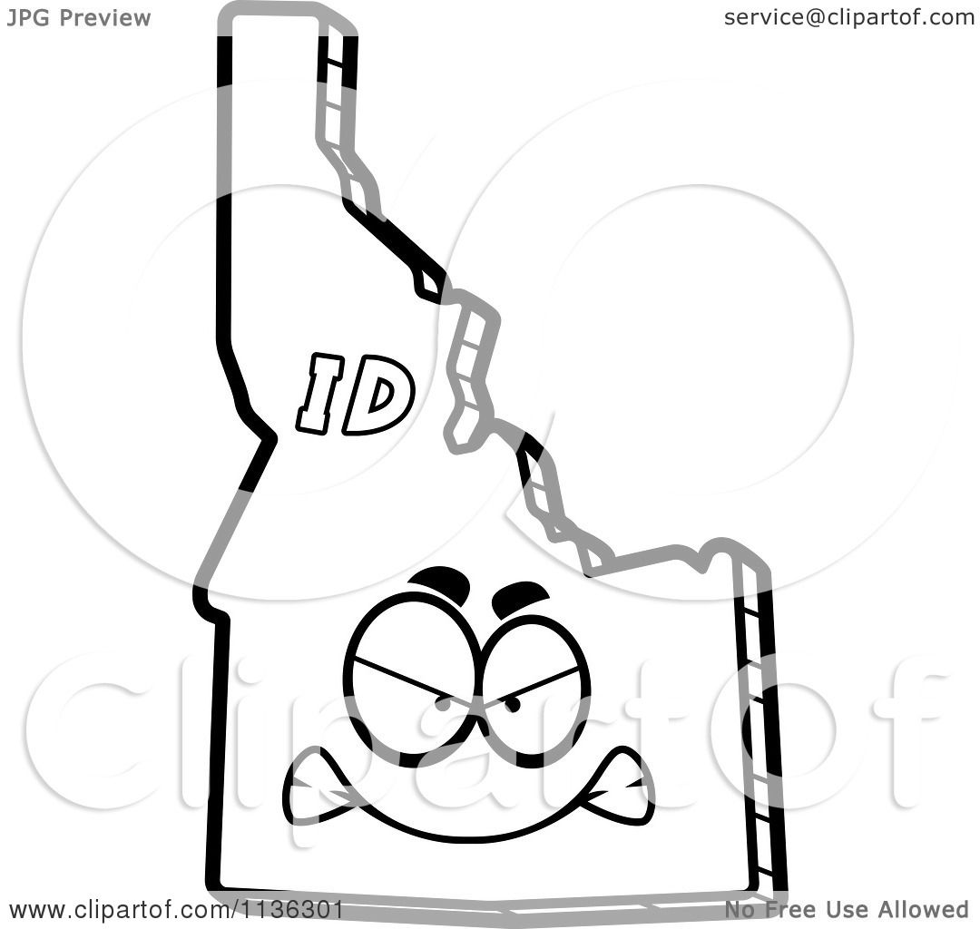 Cartoon Clipart Of An Outlined Mad Idaho State Character 1080x1024 Cartoon Clipart Of An Outlined Mad Idaho State Character