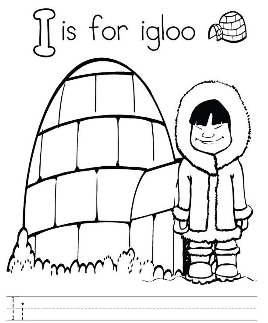 1022x1229 Igloo Coloring Page Letter I For Alphabet Color Pages In Within