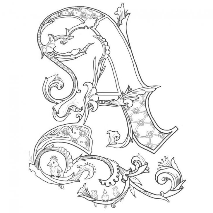 728x728 Medieval Illuminated Letters Coloring Pages